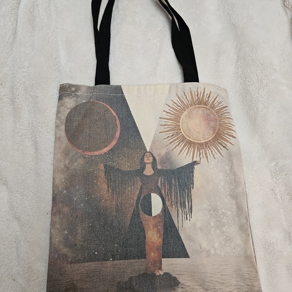 Goddess Provisions Free People Boho Printed Witch Sun Moon Magic Tote Bag - Picture 2 of 3